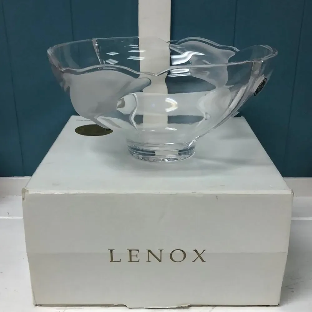 Lenox fine Crystal Dolphin bowl 080678 made in Germany large 9.25